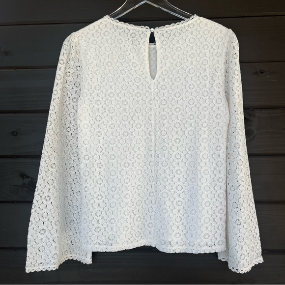 Banana Republic Ivory Lace Bell Sleeve Blouse Size Small - Picture 10 of 12